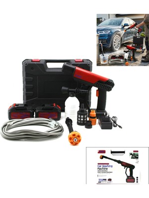Go İthalat Oto - Araç Yıkama Makinesi Şarjlı - Yedek Bataryalı 135W - 19000 Rpm 12000 Mah - 21V 0.62BAR A-130 (5250)