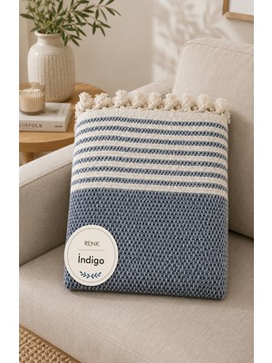 Vivesta Home 180X230 cm Pamuklu Hasır Dokuma Koltuk Örtüsü Kaymaz Şal Örtü Çekyat Kanepe Koruyucu Premium Seri