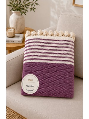 Vivesta Home 180X230 cm Pamuklu Hasır Dokuma Koltuk Örtüsü Kaymaz Şal Örtü Çekyat Kanepe Koruyucu Premium Seri