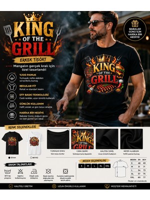 Tişört Kodu King Of The Grill Erkek Regular Fit Tişört – Barbekü Ustası Baba Tasarımı