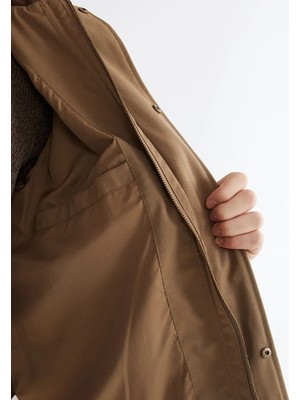 LC Waikiki Kahverengi  Kadife Yaka Gabardin Erkek Ceket