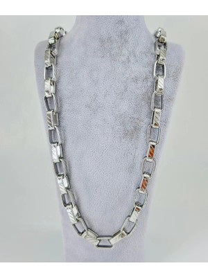 Vintessy Rodyum Çelik Erkek Kolye 60 cm - EKL0040