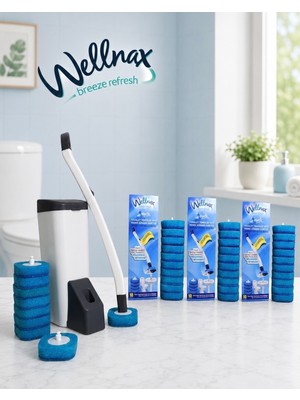 Wellnax Breeze Refresh Özel Tuvalet Temizlik Seti+30 Adet Kullan At Deterjanlı Tuvalet Yedek Sünger