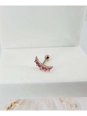 Vintessy Rose Zirkon Taşlı Uç Kısmı : Pirinç Kıkırdak Bar Uzunluğu : 6 mm / Bar Kalınlığı 0.8 mm