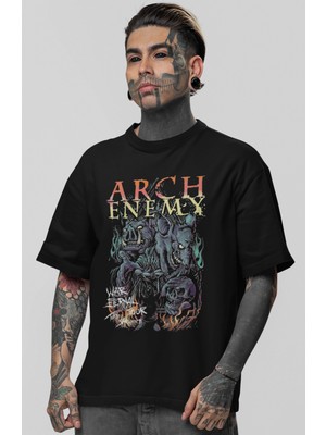 Sevbano Arch Enemy Rock Metal Müzik Grubu Baskılı Unisex Oversize Tişört