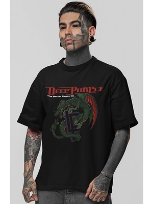 Sevbano Deep Purple Rock Metal Müzik Grubu Baskılı Unisex Oversize Tişört