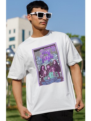Sevbano Deep Purple Rock Metal Müzik Grubu Baskılı Unisex Oversize Tişört