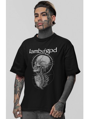 Sevbano Lamb Of God Rock Metal Müzik Grubu Baskılı Unisex Oversize Tişört