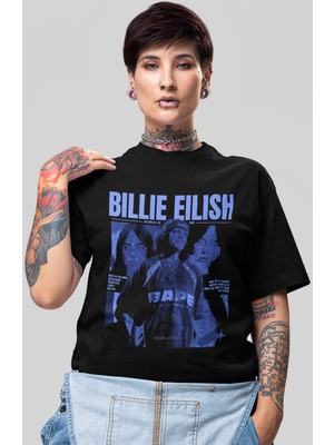 Sevbano Billie Eilish Şarkıcı Baskılı Unisex Oversize Tişört