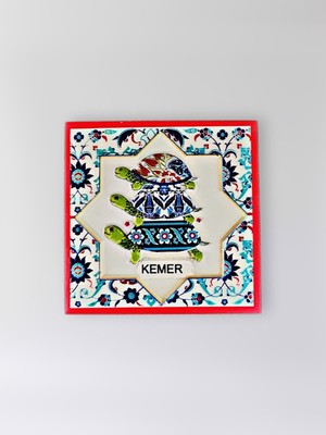 Mundy Kemer Temalı Polyester Kabartmalı Kaplumbağa Desen Magnet  7 x 7 cm – Dekoratif Hediyelik Buzdolabı Süsü  (KOD:1179)