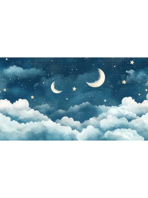 Arterior Wallpaper Gece Bulutlar Yıldızlar  Çocuk Odası Poster Duvar Kağıdı
