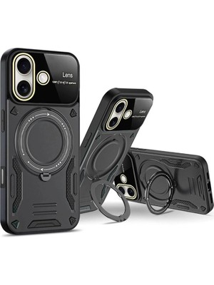Colezium Iphone 16 Kılıf Joy Lens Standlı Kapak - Kırmızı