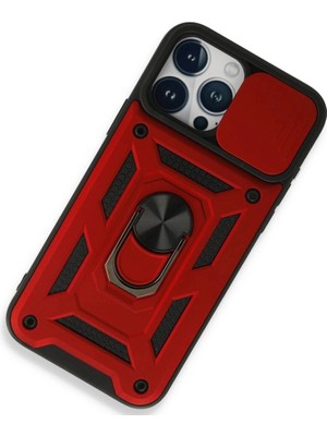 Colezium Iphone 15 Pro Kılıf Pars Lens Yüzüklü  - Kırmızı