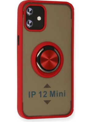 Colezium Iphone 12 Kılıf Montreal Yüzüklü  Kapak - Kırmızı