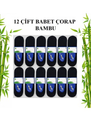 Abani Classic Erkek Bambu Babet Çorap Dikişsiz Hafif ve Kaydırmaz Silikon Bantlı Konfor 12 Çift