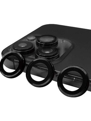 Durukar®  iPhone 15 Pro Max Raze Metal Kamera Lens - Siyah