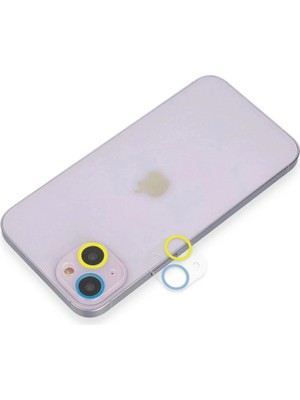 Durukar®  iPhone 13 Mini Renkli Kamera Lens Koruma Cam - Sarı-Mavi