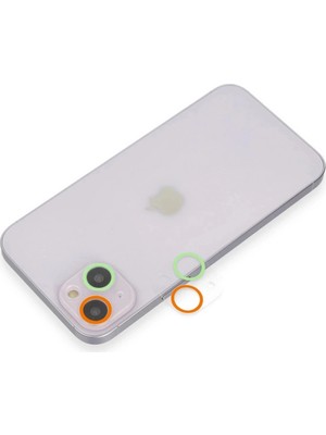 Durukar®  iPhone 13 Mini Renkli Kamera Lens Koruma Cam - Turuncu-Yeşil