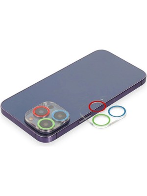 Durukar®  iPhone 13 Pro Renkli Kamera Lens Koruma Cam - Mavi-Yeşil