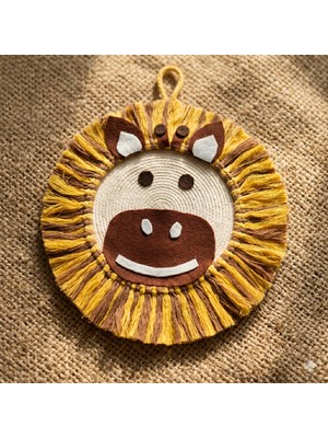 My Work Shop El Yapımı Makrome Aslan Duvar Süsü - Safari Konsept Çocuk ve Bebek Odası Duvar Dekoru (Çap: 35 cm)