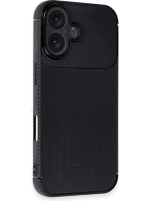 Colezium Iphone 16 Plus Kılıf Auto Fus Karbon Kapak - Siyah