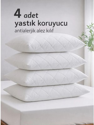 Organix Home Yastık Kapitoneli  Fermuarlı Yastık Koruyucu Alez  Standart  Ebat 50X70 4 Adet