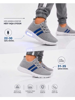 Slipcat Unisex Çocuk Işıklı Spor Ayakkabı Rahat Günlük Sneaker