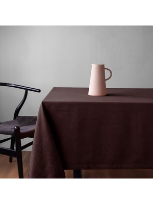 Gauze Fabric Design Safir Kadife Dokulu Koyu Kahve Masa Örtüsü