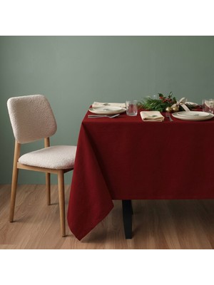 Gauze Fabric Design Safir Kadife Dokulu Kırmızı Masa Örtüsü