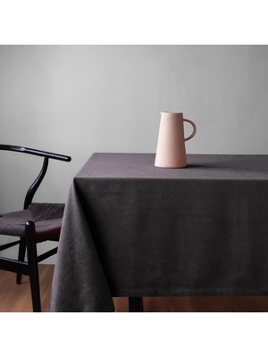 Gauze Fabric Design Safir Kadife Dokulu Antrasit Masa Örtüsü