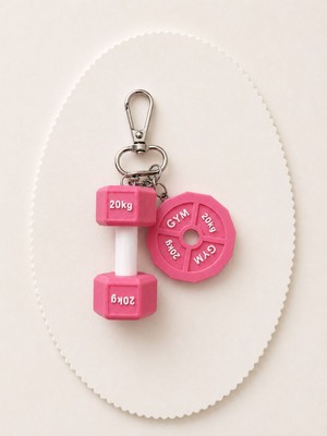 Msv Studio 3d Gym Charm Anahtarlık Büyük Boy | 5 cm Dambıl ve Ağırlık Plakası | Çanta Süsü | Sporcu Hediyesi
