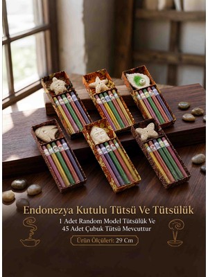 Wolawood Endonezya Kutulu Tütsü & Tütsülük Seti 1 Paket 45 Adet Renkli Çubuk Tütsü Takımı Dekoratif Random Model Aromaterapi Hediyelik Set