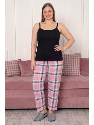 Farya Home Büyük Beden Pamuklu Desenli Yüksek Bel Pijama Altı Pantolon