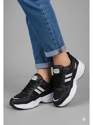 Mcdark Kadın Siyah Beyaz Sararmaz Taban Sneaker Ayakkabı