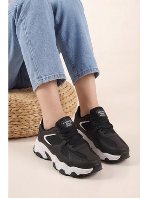 Mcdark Kadın Siyah Beyaz Ortopedık Sneaker Ayakkabı
