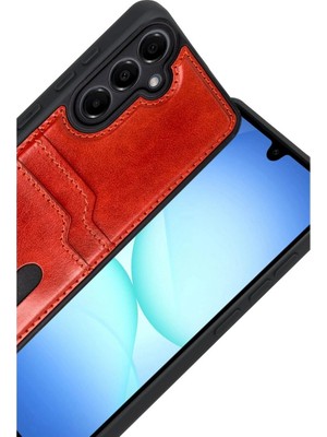 Colezium Galaxy A17 5g Sara Kartvizitli Deri Kılıf - Kırmızı