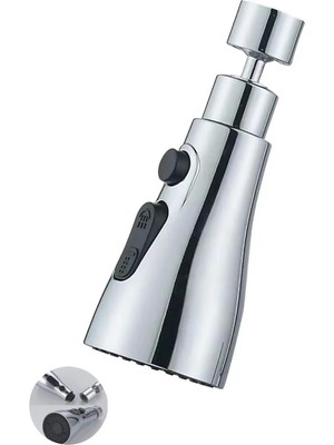 SDT Group 3 Fonksiyonlu Mutfak Musluk Başlığı, 360 Derece Döner, Su Tasarruflu, Gümüş, Paslanmaz Çelik, 22MM Dişli Borulara Uyumlu (Krom)