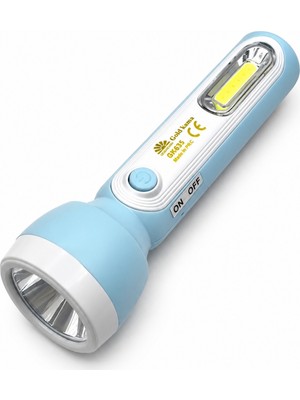farissu Gold Ka Ma GK835 Şarj Edilebilir 2 Modlu LED El Feneri - 1 Ön Spot LED + 1 Yan Cob LED Işıklı Kamp ve Ev Feneri (15 Cm)
