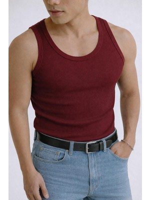 Gamaro Erkek Halter Yaka Penye Kaşkorse Fitted Kalıp Sporcu Likralı Atlet