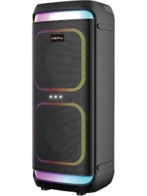 Hepu HP-986 2x8'' Kablosuz 1 El Mikrofon Bluetooth USB Şarjlı Rgb Işıklı Müzik Kutusu