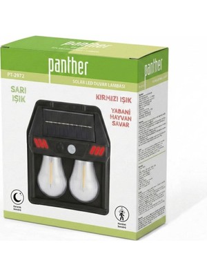 Panther PT-2972 Solar Karanlık ve Hareket Sensörlü LED Duvar Lambası