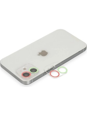 Durukar®  iPhone 12 Renkli Kamera Lens Koruma Cam - Yeşil-Pembe