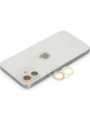 Durukar®  iPhone 12 Renkli Kamera Lens Koruma Cam - Sarı-Turuncu
