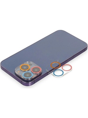 Durukar®  iPhone 13 Pro Renkli Kamera Lens Koruma Cam - Pembe-Mavi