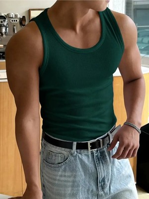Gamaro Erkek Halter Yaka Penye Kaşkorse Fitted Kalıp Sporcu Likralı Atlet