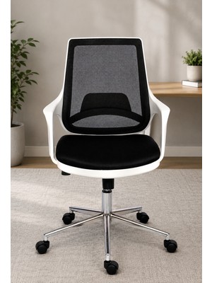 Trendcore Ergonomik Fileli Ofis Çalışma Koltuğu Beyaz Gövde – Bel Destekli, Tekerlekli, Yükseklik Ayarlı Yönetici ve Çalışma Sandalyesi