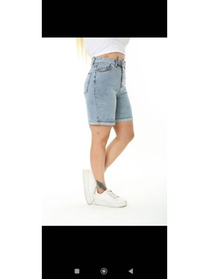 Aida Fashion Denim Şort Likralı Buyuk Beden .