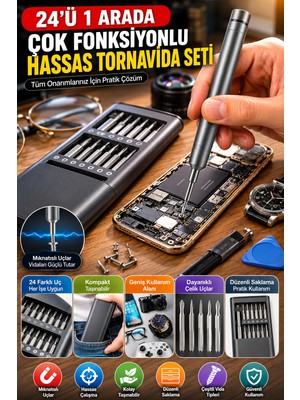 Open City 25 Parça Hassas Tornavida Seti Mıknatıslı Uçlu Telefon Saat Gözlük Kamera Tamir Kiti Cep Boy