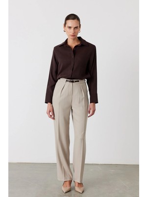 Facette Pensli Straight Fit Pantolon Taş