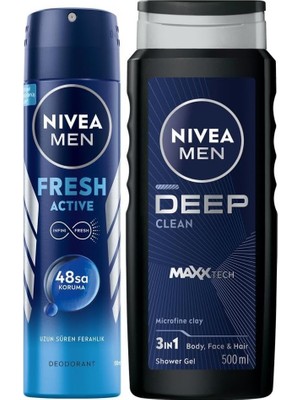 SDT Group Men Erkek Deep Dimension Duş Jeli 500ML ve Sprey Deodorant Fresh ACTIVE150ML, Damat Bohça Çeyiz Seti